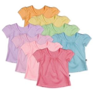 8-Pack Organic Cotton Puff Sleeve T-Shirts by Honest Baby Clothing, 6-9 Months